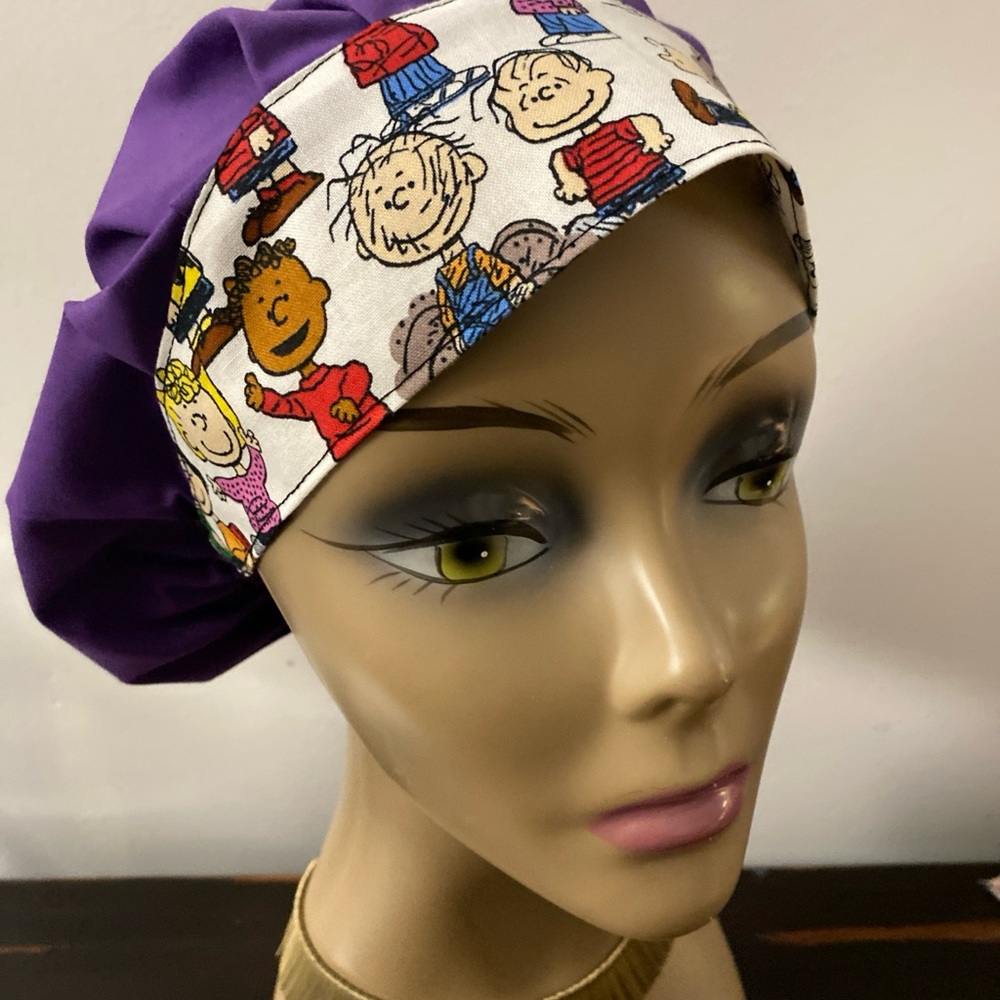 Peanuts gang Cartoon Print Headwrap scrub hat cap
